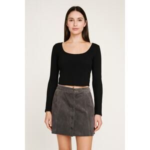 Wilfred Free Aritzia Centinela Mini Skirt 2 Vegan Faux Suede A-Line Fall Minimal